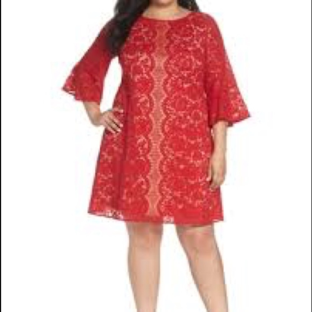 Lace Bell Sleeve Trapeze Dress